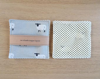 Jar & Bottle Gripper Opener Kitchen Aid Fabric Rubber Nonslip Grip Ideal Gift Stocking Filler Sheep Design Sophie Allport