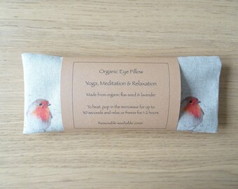 Organic Eye Pillow Yoga Meditation Relaxation Handmade Wellness Gift - Robin Design