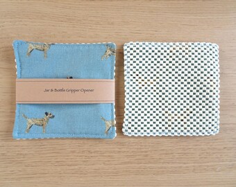 Jar & Bottle Gripper Opener Kitchen Aid Fabric Rubber Nonslip Grip Ideal Gift Stocking Filler Border Terrier Sophie Allport