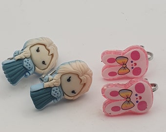 Pendientes de clip para niñas, bonitos pendientes hipoalergénicos hechos a mano para niñas, joyería para niñas. Hecho para oídos sensibles.2 PARES