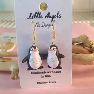 Cute baby penguin hanging earrings earrings, birthday gift, girls/ women, kids jewelry, holiday gift, christmas gift, animal earrings