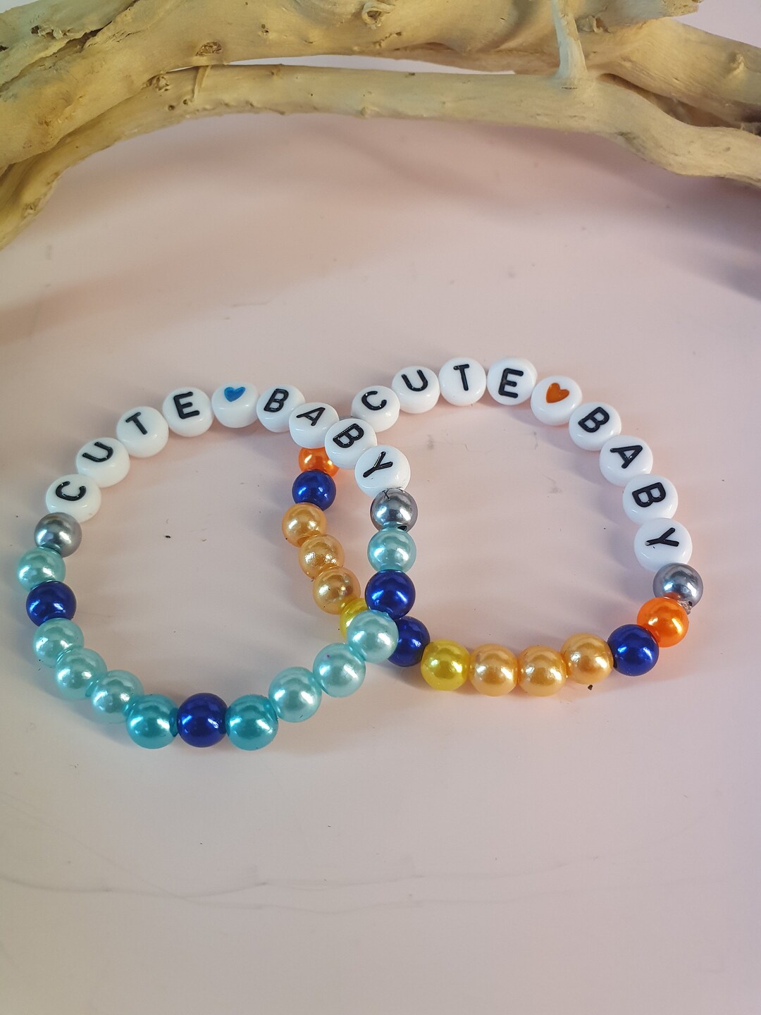 Cute Baby Handmade Beaded Bracelets for Babies, Toddlers, 2 Bracelets