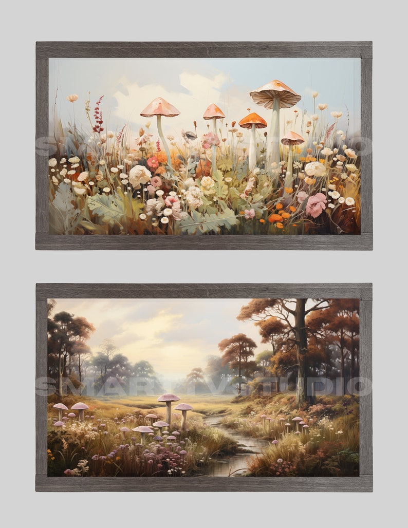 Mushroom Art Screensavers for Frame TV Smart TV Paintings 8 Vintage Art