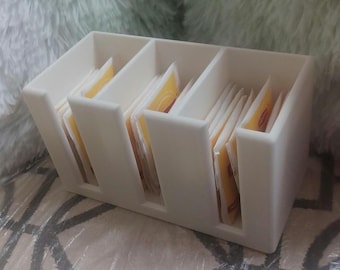 Tea Bag Organizer – 3 Slot Countertop Tea Storage | 3D Printed Compact Tea Holder for Kitchen, Office, Coffee Bar | Sleek White Tea Sorter
