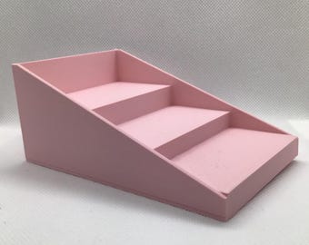 Compact Staircase Nail Polish Rack | Holds Up to 6 Large Bottles | 3 tiered minimalist Nail Polish Display | Mini Tiered Nail Polish Shelf
