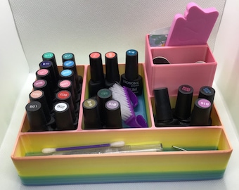 Organizador de maquillaje arcoíris: almacenamiento de tocador impreso en 3D