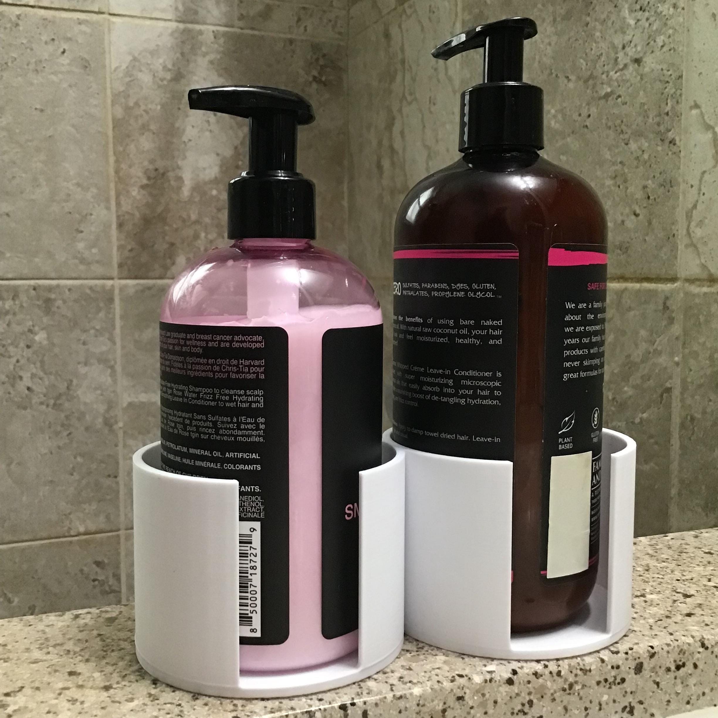 Porte-shampoing et après-shampoing minimaliste | Organiseur compact pour meuble-lavabo | Rangement blanc simple pour petits shampooings, après-shampoi