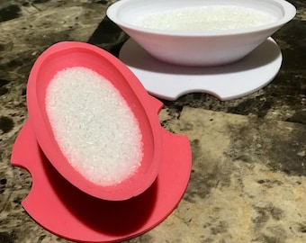 Compact Oval Nail Dip Trays Pink + White | 2-Pack Acrylic Powder Tray for Dipping | Nail Art & Self Care Station | Manicure Dipping Bowl