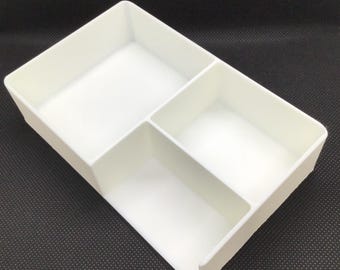 Minimalist Cosmetic Drawer Organizer | 3-Compartment Sleek White Makeup Storage Box | 3D Printed Skincare and Vanity Organizer |