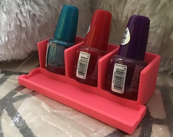 Organizador de Esmaltes e Pincéis | Organizador Compacto de 3 Compartimentos para Unhas + Bandeja para Acessórios | Organizador de Esmaltes para Casa e Salão | Manicure e Unhas Artísticas