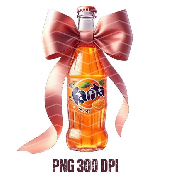 Fanta Orange with Pink Bow png | Instant Digital Download | PNG ONLY! | png file | Sublimation, DTF and more!