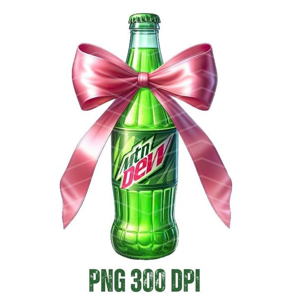 Mountain Dew with Pink Bow png | Instant Digital Download | PNG ONLY! | png file | Sublimation, DTF and more!