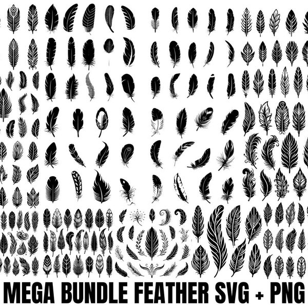 Feather svg bundle, Feather birds svg, dxf, png, jpg, Feathers Silhouette, Boho feather svg, Tribal feather svg, Instant Download