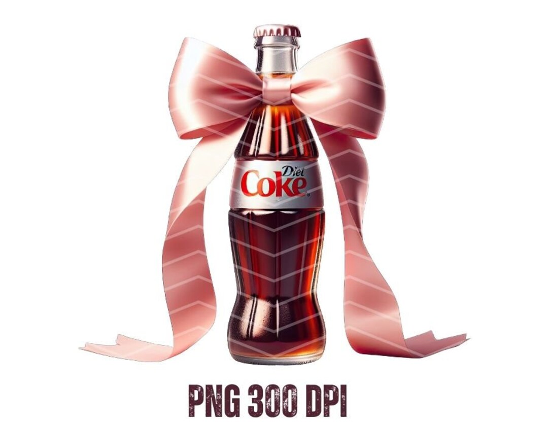 IVORY & BLACK HAT - DIET COKE BOTTLE W/PINK BOW