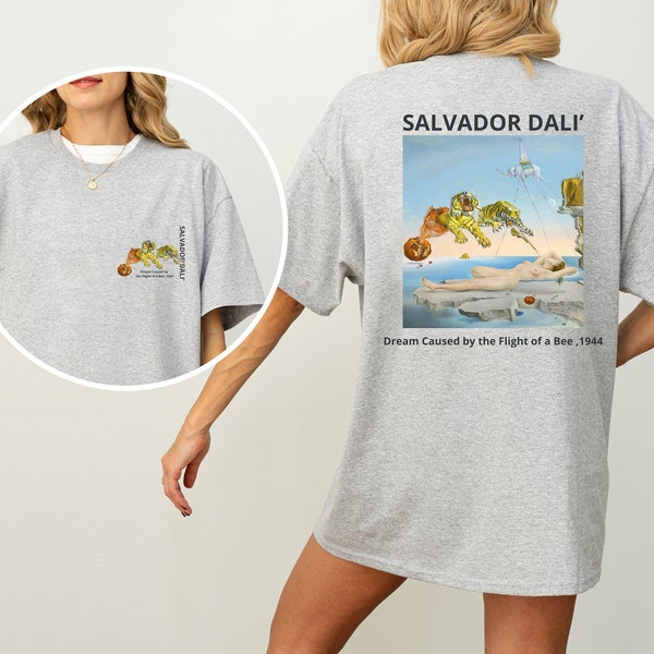 Salvador Dali's Masterpiece Comfy Retro Tshirt Fine Art Tee Aesthetic Gift for Art Lover Front and Back tee for Artsy Woman Wear your Art