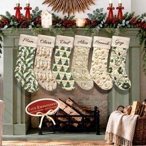 Nordic fluwelen gepersonaliseerde kerstsok Scandinavisch neutraal boho-ontwerp vakantiedecor Unieke handgemaakte kerstcadeaus voor familie Matching