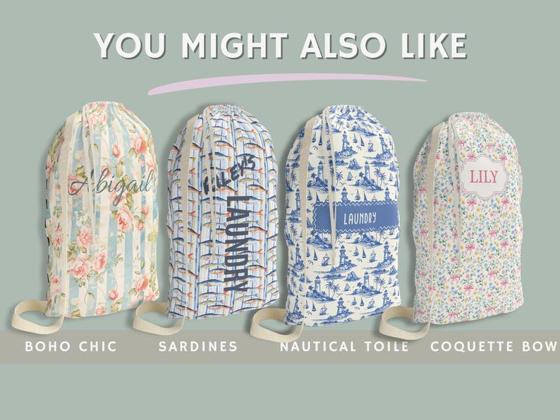 Check out Our other Designs - College Gift Personalized Laundry Bag Dorm Decor Toile De Jouy Sorority Big Little Custom Name Chinoiserie Laundry Room Back to School Gift