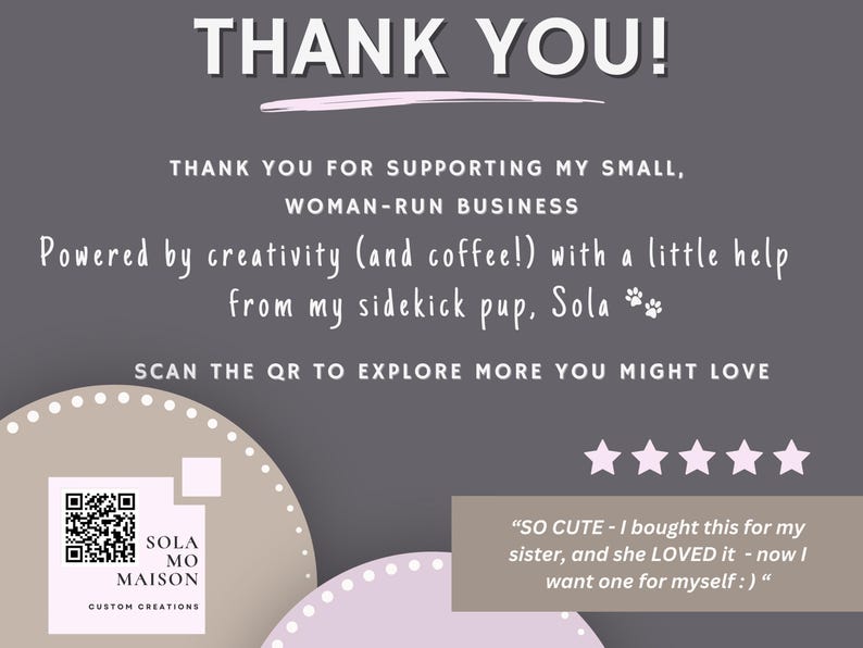 Thank you card included with patriotic garden flag order supporting small business