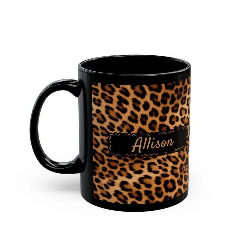 Custom Leopard Print Coffee Mug Trendy Animal Lover Gift Personalized Custom Cup Cat Mom Birthday Present Wild Big Cats Design image 5