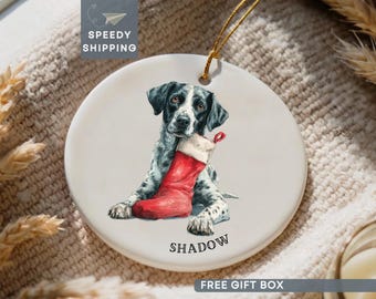 German Shorthaired Pointer Ornament Personalized GSP Hunting Dog Gift Custom Sporting Dog Lover Tree Decoration Ceramic Holiday Keepsake