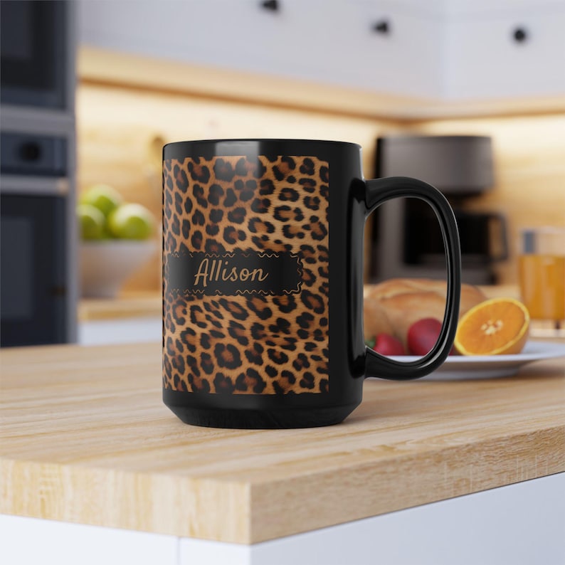 Custom Leopard Print Coffee Mug Trendy Animal Lover Gift Personalized Custom Cup Cat Mom Birthday Present Wild Big Cats Design image 9