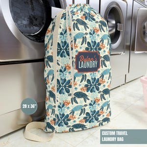 Laundry Bag College Gift Custom School Clothes Hamper Go Away Gift Turtle Ocean Lover Dorm Decor Essentials Boy Girl Highschool Graduation