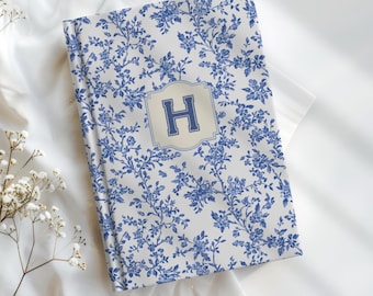 Preppy Delft Blue Toile personalisierte Journal Monogramm Name Notizbuch Geschenk für die Tochter