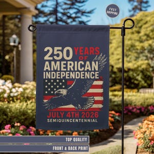 Double Sided High Quality Print Outdoor Yard Flag - 250 Years American Independence House Flag