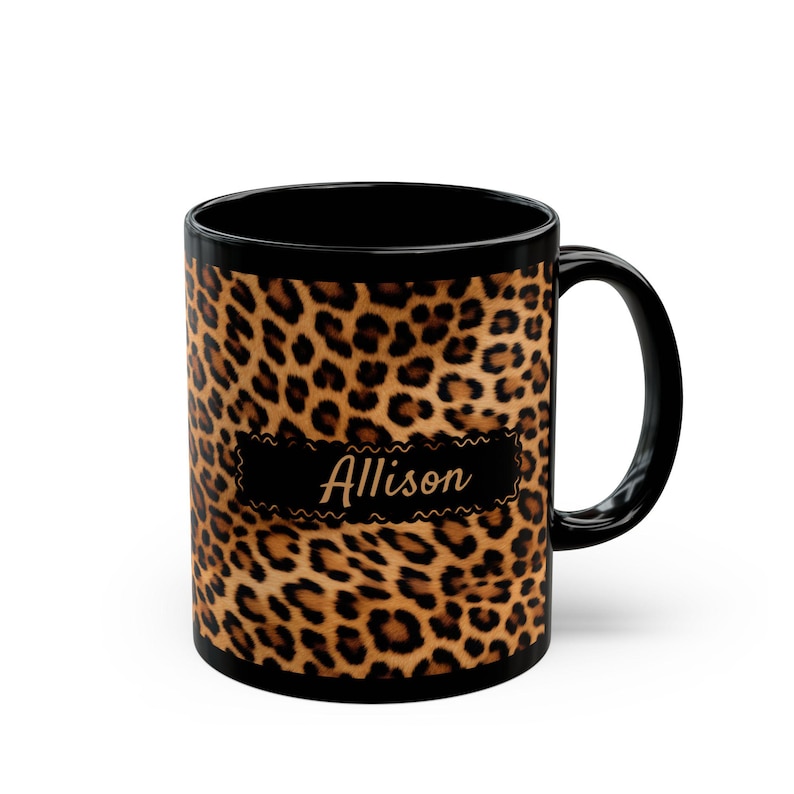 Custom Leopard Print Coffee Mug Trendy Animal Lover Gift Personalized Custom Cup Cat Mom Birthday Present Wild Big Cats Design image 7