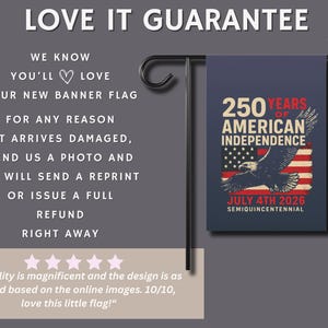 Quality guarantee for patriotic garden flag with replacement or refund reassurance
