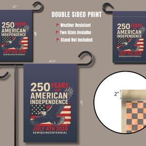Double sided patriotic garden flag with weather resistant fabric and detailed print close up