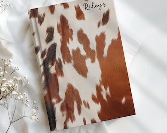 Personalized Cow Print Journal Western Cowgirl Notebook gift for Daughter