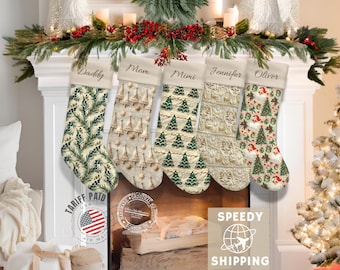 Nordic Velvet Personalized Christmas Stocking Scandinavian Neutral Boho Design Holiday Decor Unique Handmade Xmas Gifts for Family Matching