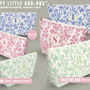 Complete the set with Matching Makeup and Toiletry Bag - College Gift Personalized Laundry Bag Dorm Decor Toile De Jouy Sorority Big Little Custom Name Chinoiserie Laundry Room Back to School Gift available in Blue, Pink and Sage Green Toile de Jouy Fabric