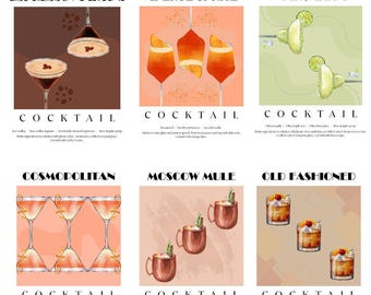 Impresiones de recetas de cócteles clásicos