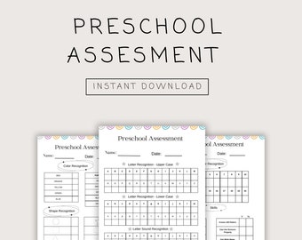 Preschool Assessment/ Activity Sheets INSTANT DOWNLOAD