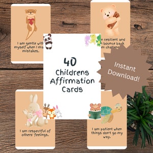 Affirmation Cards For Kids INSTANT DOWNLOAD kids' self-esteem boost