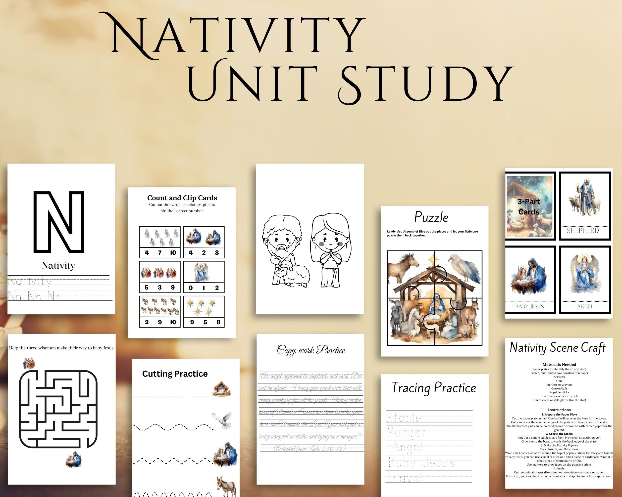 Nativity Unit Study Birth of Jesus Homeschool Printable Vocabulary
