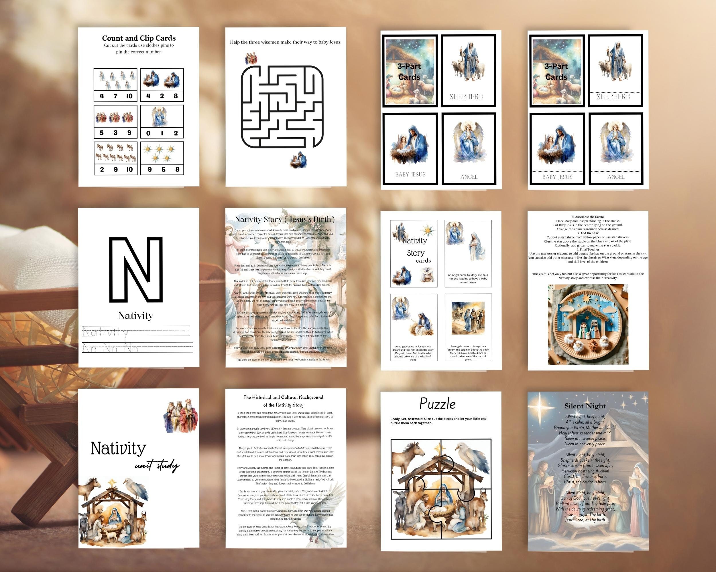 Nativity Unit Study Birth of Jesus Homeschool Printable Vocabulary