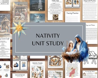 Nativity Unit Study | Birth of Jesus | Homeschool Printable| Vocabulary| christmas| Handwriting| Activities| INSTANT DOWNLOAD