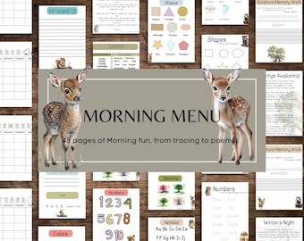 Morning Menu | Woodland Animals | INSTANT DOWNLOAD