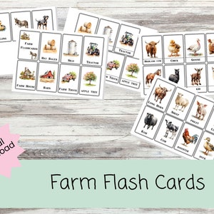 Farm Flash Cards | INSTANT DOWNLOAD | Three Part Cards | Learning | Preschool