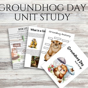 Groundhog Day Unit Study Groundhog Day Activity  Happy Groundhog Day Art Print  Groundhog Day Coloring Pages  INSTANT DOWNLOAD