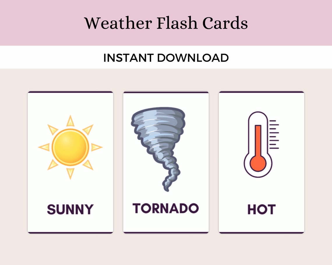 Weather Flash Cards | INSTANT DOWNLOAD - Etsy