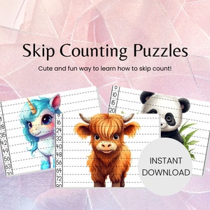 Cute Animal Skip Counting Puzzle | DIGITAL DOWNLOAD
