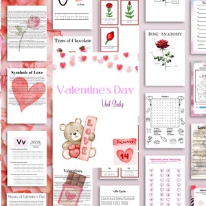 Valentine-Unit-Studium | Valentinstag Aktivitäten | Sofortiger Download | Valentinstags printables