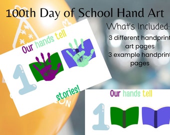 100 Days of School Handprint Art: Preschool Celebration (INSTANT DOWNLOAD)