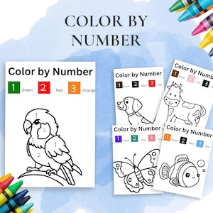 Preschool Color by Number, INSTANT DOWNLOAD