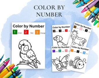Preschool Color by Number, INSTANT DOWNLOAD