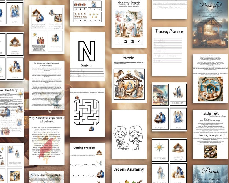 Nativity Unit Study Birth of Jesus Homeschool Printable Vocabulary